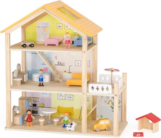 houten poppenhuis met figuurtjes en accessoires VIGA PolarB