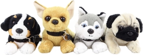 Pluchen hondje met riem 17 cm