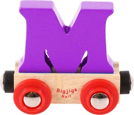 Houten wagon met de letter M BIGJIGS RAIL