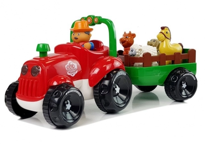 Tractor met trailer, dieren voor kinderen met licht en geluid op batterijen