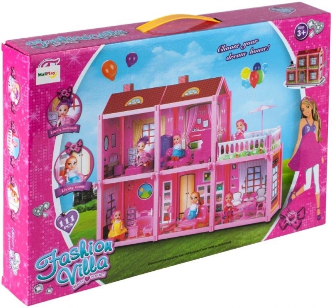 Villa voor poppen inclusief pop om in elkaar te zetten