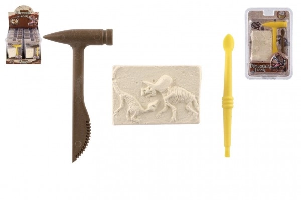 Kleine archeoloog dinosaurus fossiel plastic 2 kleuren in blister 12,5x19x5cm 12 stuks in doos