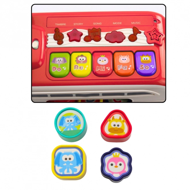 Interactieve educatieve bus met geluiden en lichten rood