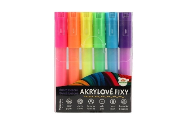 Fluorescerende acrylstiften voor verschillende oppervlakken 6 stuks