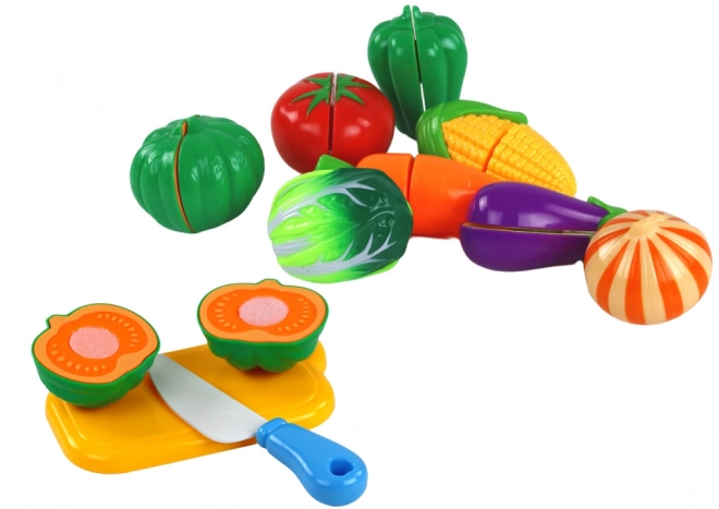 Set van herfstgroenten in mand 8 stuks bordmes