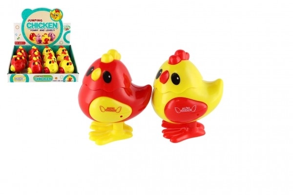 Wind-up kuikentje van plastic 7x9cm 2 kleuren 12 stuks in doos
