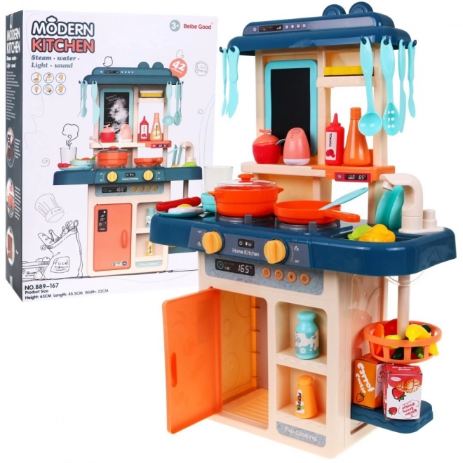 Kleurrijke keuken + interactieve stoombrander + kraan + accessoires - 42 delen