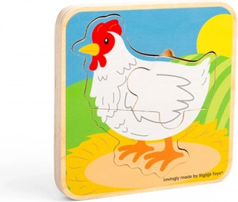 Houten puzzel levenscyclus kip BIGJIGS TOYS