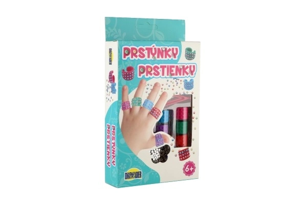 Creatieve ringen set van kunststof in doosje 12x21x3,5cm 12 stuks in doos