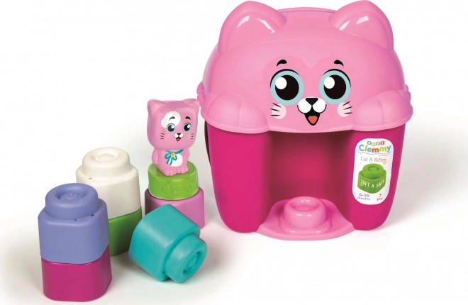 CLEMENTONI SOFT CLEMMY Box met deksel Kat met 6 blokken
