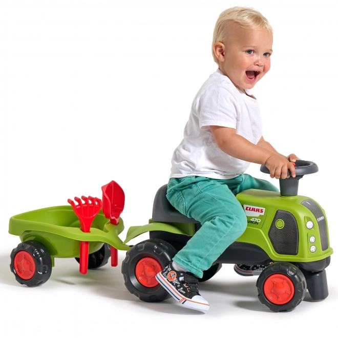 Falk kindertractor Claas 470 Arion groen met aanhanger en zandset