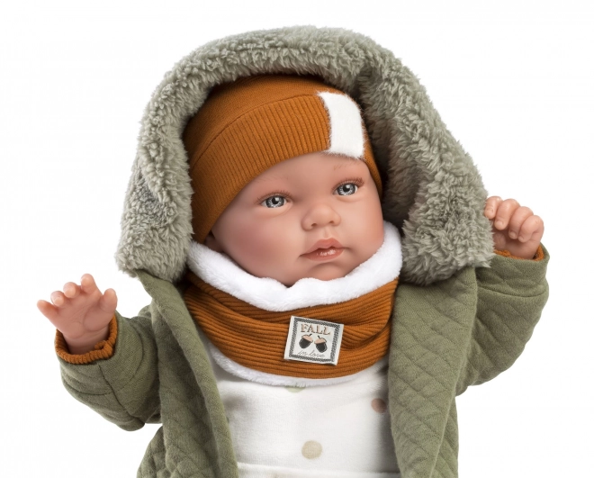 Llorens 84465 NEW BORN - realistische baby pop met geluiden en zacht stoffen lichaam - 44 cm