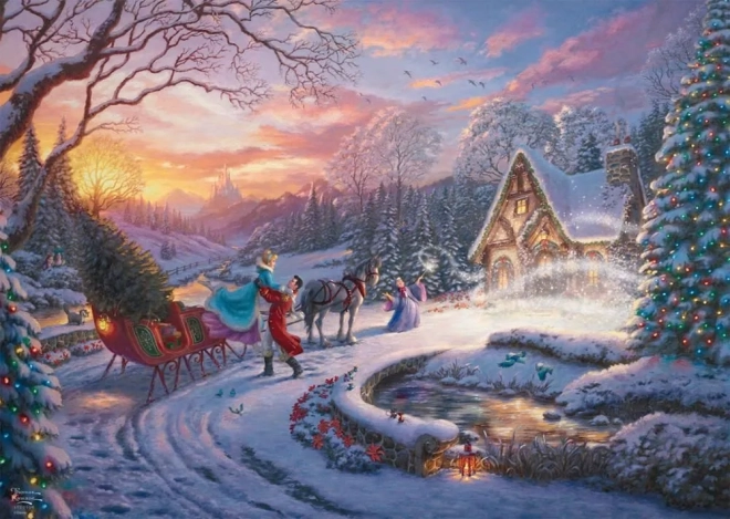 Puzzel Disney: Assepoester met prins met Kerstmis 1000 stukjes