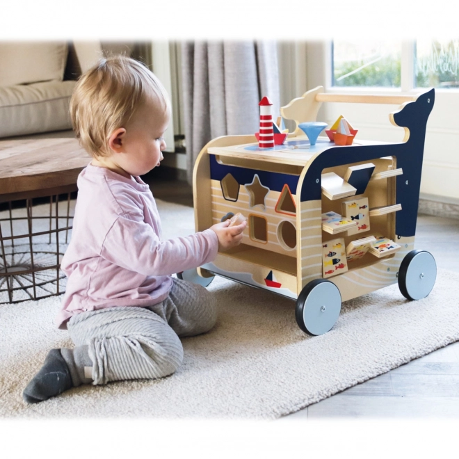 Houten loopwagen in de vorm van een walvis Small Foot