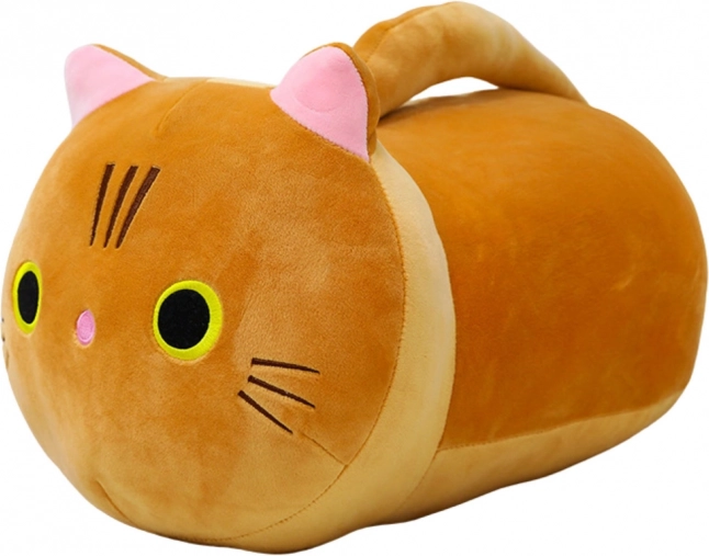 Pluchen knuffelkat met lange staart roestbruin 40 cm