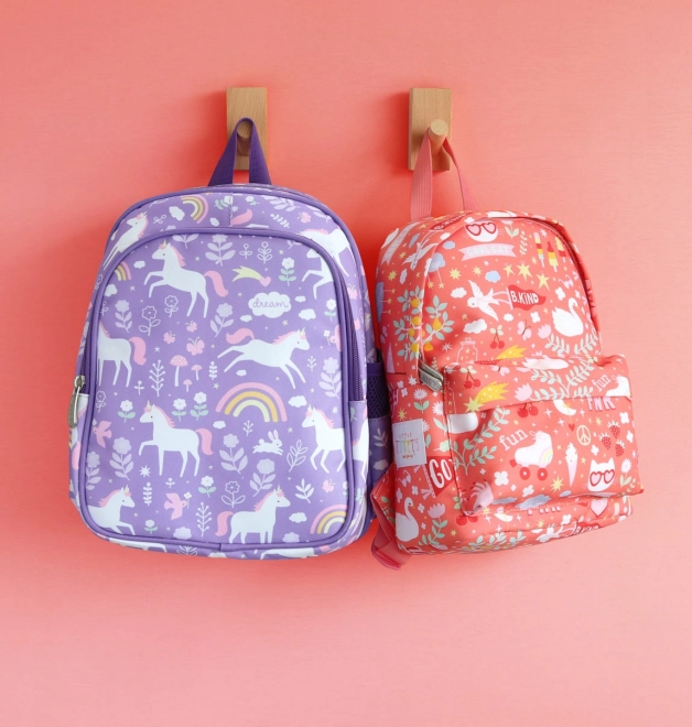 A Little Lovely Company kleuterschool rugzak – Eenhoorns en regenboog