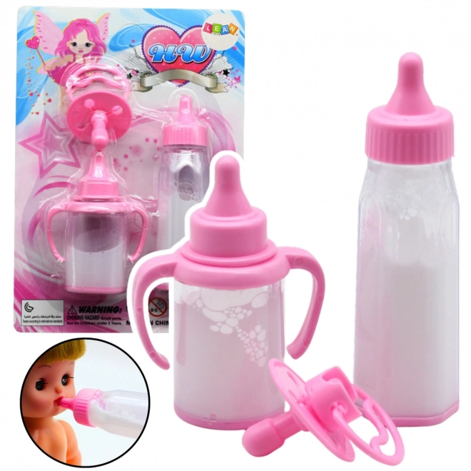 Set voor baby's met een fles en magisch verdwijnende melk voor poppen