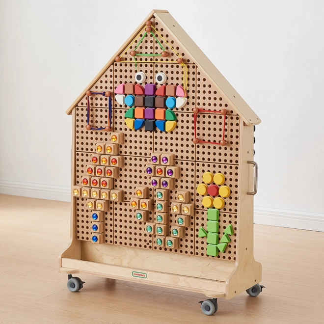Masterkidz houten vrijstaande STEM-bord in de vorm van een huis met accessoires