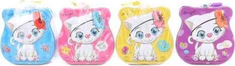 Metalen spaarpot met kattenmotief met slot