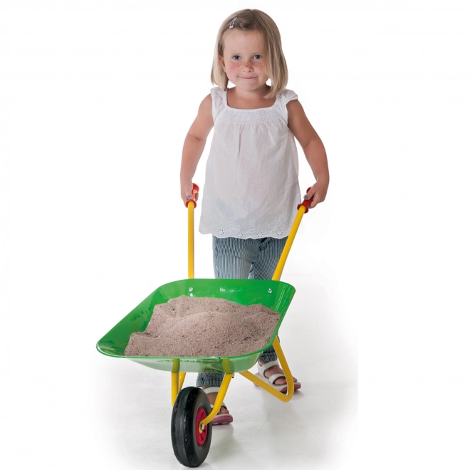 Groene metalen kruiwagen voor kinderen