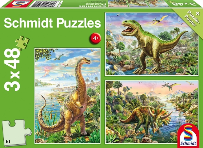 Schmidt puzzel Dinosaurusavontuur 3×48 stukjes