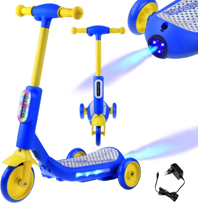 Elektrische driewielerstep voor kinderen met LED-verlichting en stoom-effect – Blauw