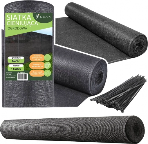 Grijs schaduwdoek voor hek 1,5 m x 25 m 140 g/m²