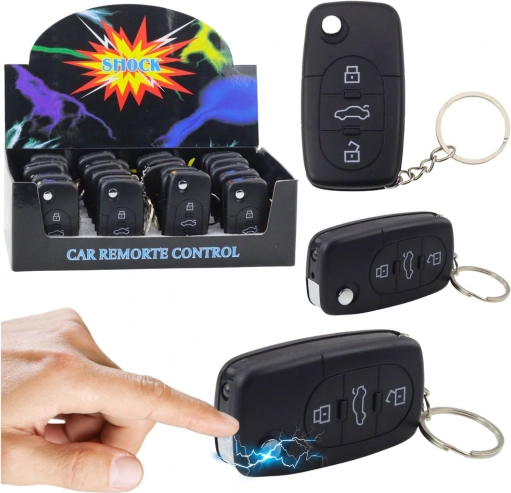 Sleutelhanger in de vorm van autosleutel 2-in-1 met LED-zaklamp en elektrische schok