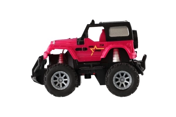 RC Auto terrein 14cm kunststof 27MHz op batterijen met licht in doos 20x11x10cm