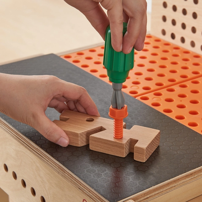Houten bouwpakket STEM werkplaats met gereedschappen en accessoires