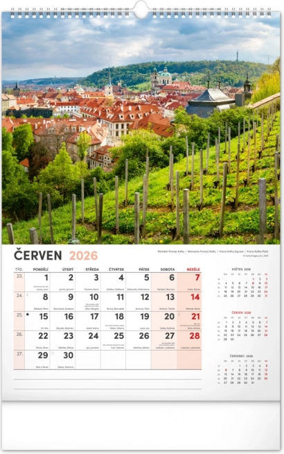 Muurkalender Praag 2026