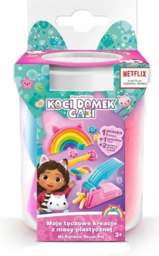 Set met boetseerklei GABIN KATTENHUIS Mijn regenboogcreaties – witte beker