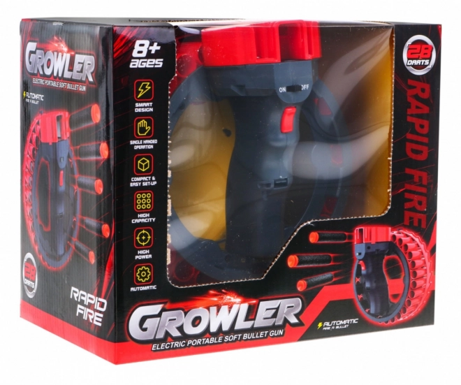 Elektrische kinderpistool Growler met 28 foam pijlen