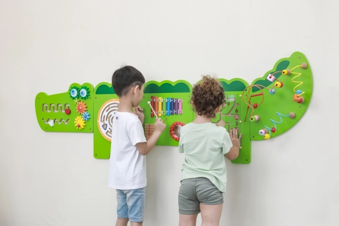 Houten montessori wandpaneel - krokodil