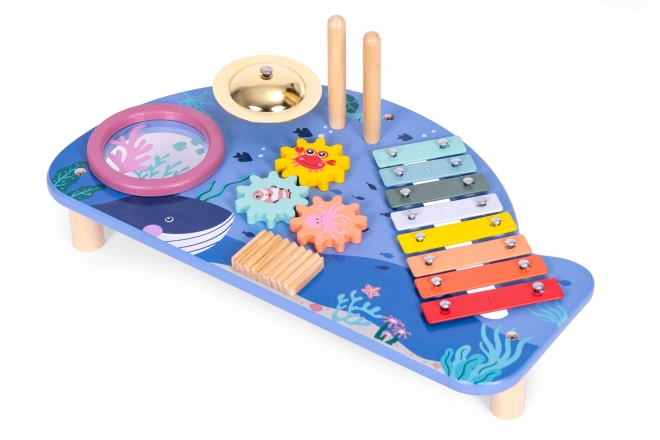 Muziektafel met xylofoon, bekkens, tamboerijn en rammelaar zee wereld ECOTOYS