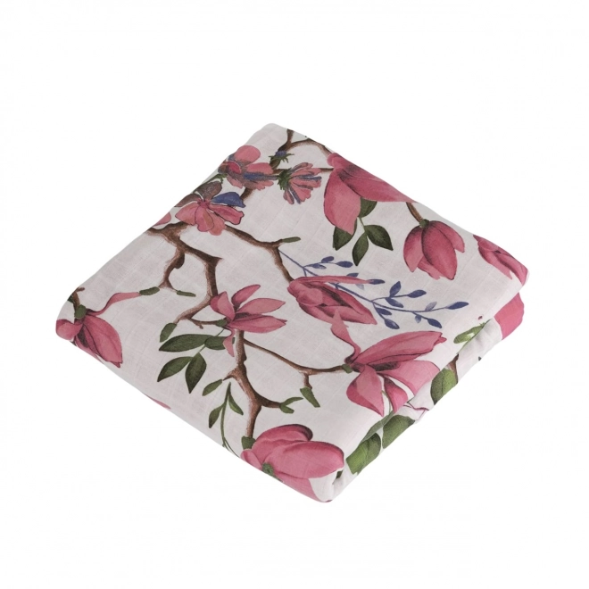 Bamboe mousseline deken Magnolia Lovebirds 106x106 cm