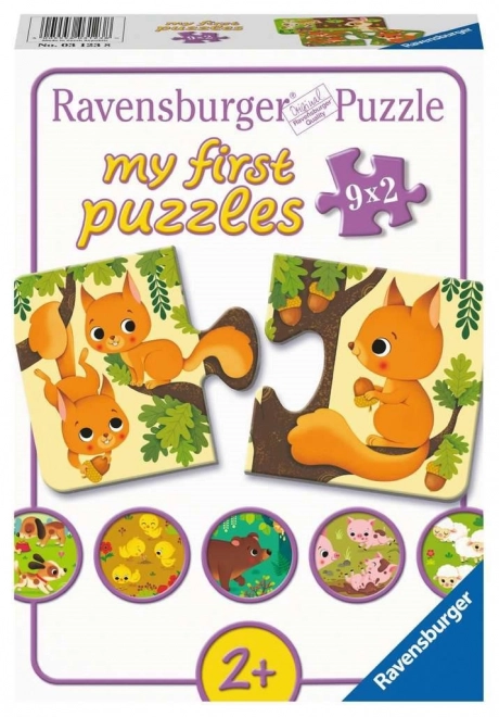 RAVENSBURGER Mijn eerste puzzel – dieren en hun jongen, 9×2 stukjes