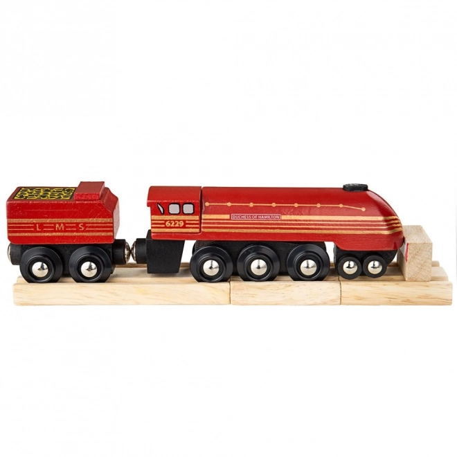 Bigjigs Rail replica van de locomotief Duchess of Hamilton + 3 rails