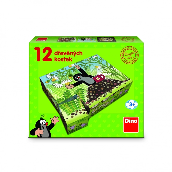 Blokkenkubus Mol en vrienden hout 12 stuks in doosje 21x18x4cm