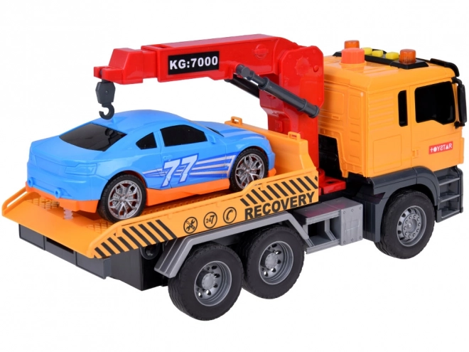 Speelgoedauto met bergingsvoertuig met licht en geluid SUPER beweegbare HDS-kraan