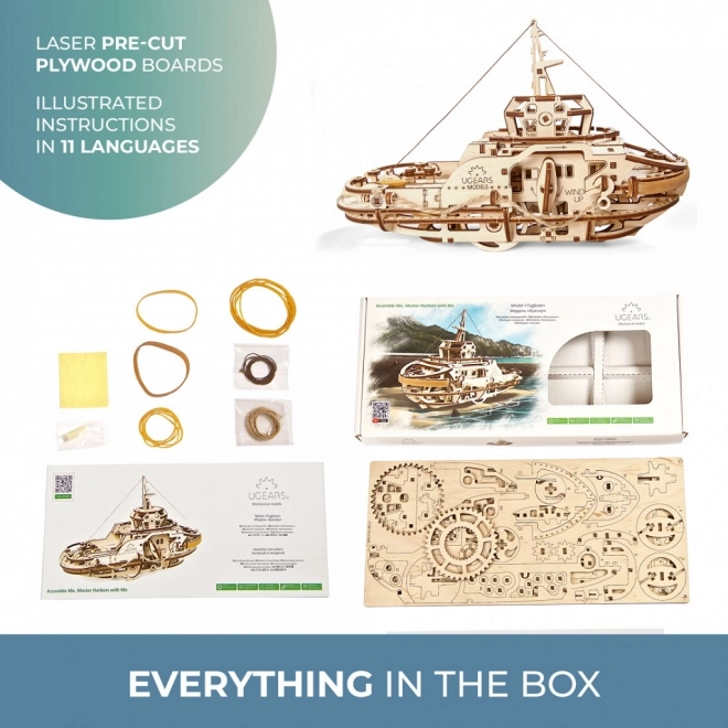 Ugears 3D puzzel - Sleepboot 169 stukken