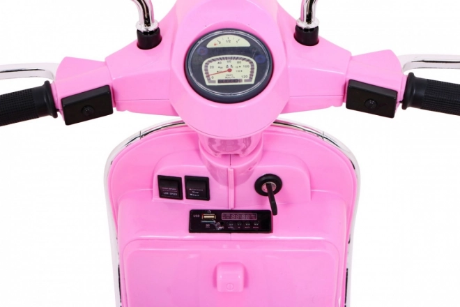 Elektrische kinderscooter Vespa roze met zijwieltjes