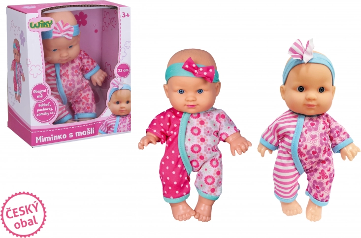 Poppenbaby met strik 23 cm – Tsjechische verpakking