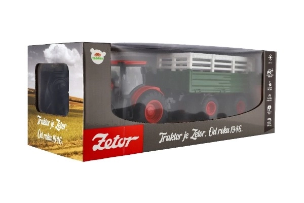 Kindertractor ZETOR met afstandsbediening, aanhanger, licht- en geluidseffecten, 42 cm