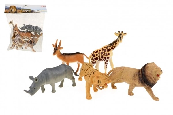 Safari dieren kunststof 11-15cm 5 stuks in zak