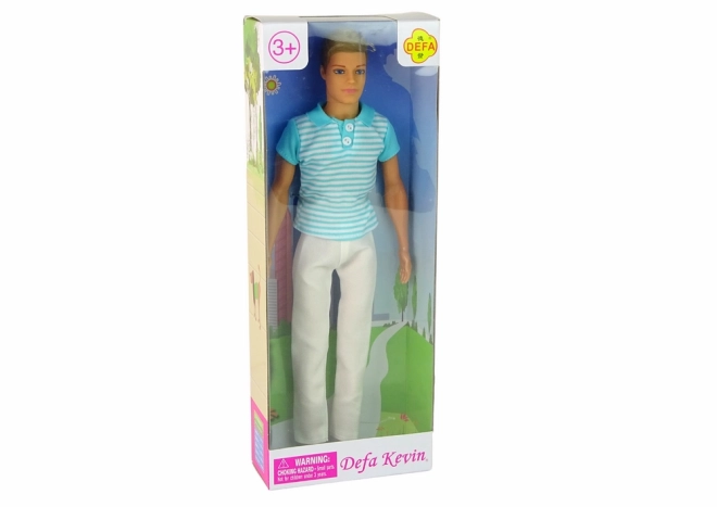 Kinderpop jongen blond haar – turquoise shirt