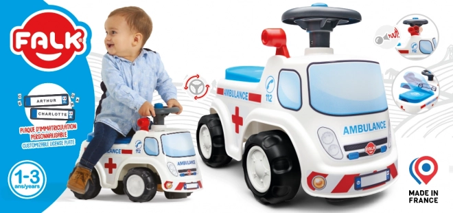 FALK Loopfiets Ambulance met opklapbaar zadel en toeter op het stuur
