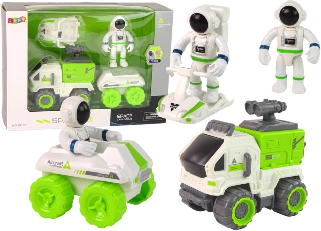 Ruimteset met voertuigen en astronaut
