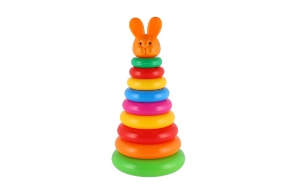 Stapelspel piramide met plastic ringen 28cm ass. 2 soorten in net 12m+