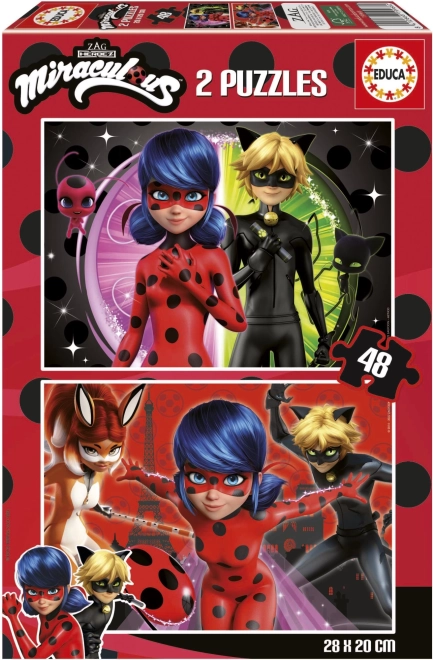 Puzzel Miraculous: Ladybug en Cat Noir 2x48 stukjes EDUCA